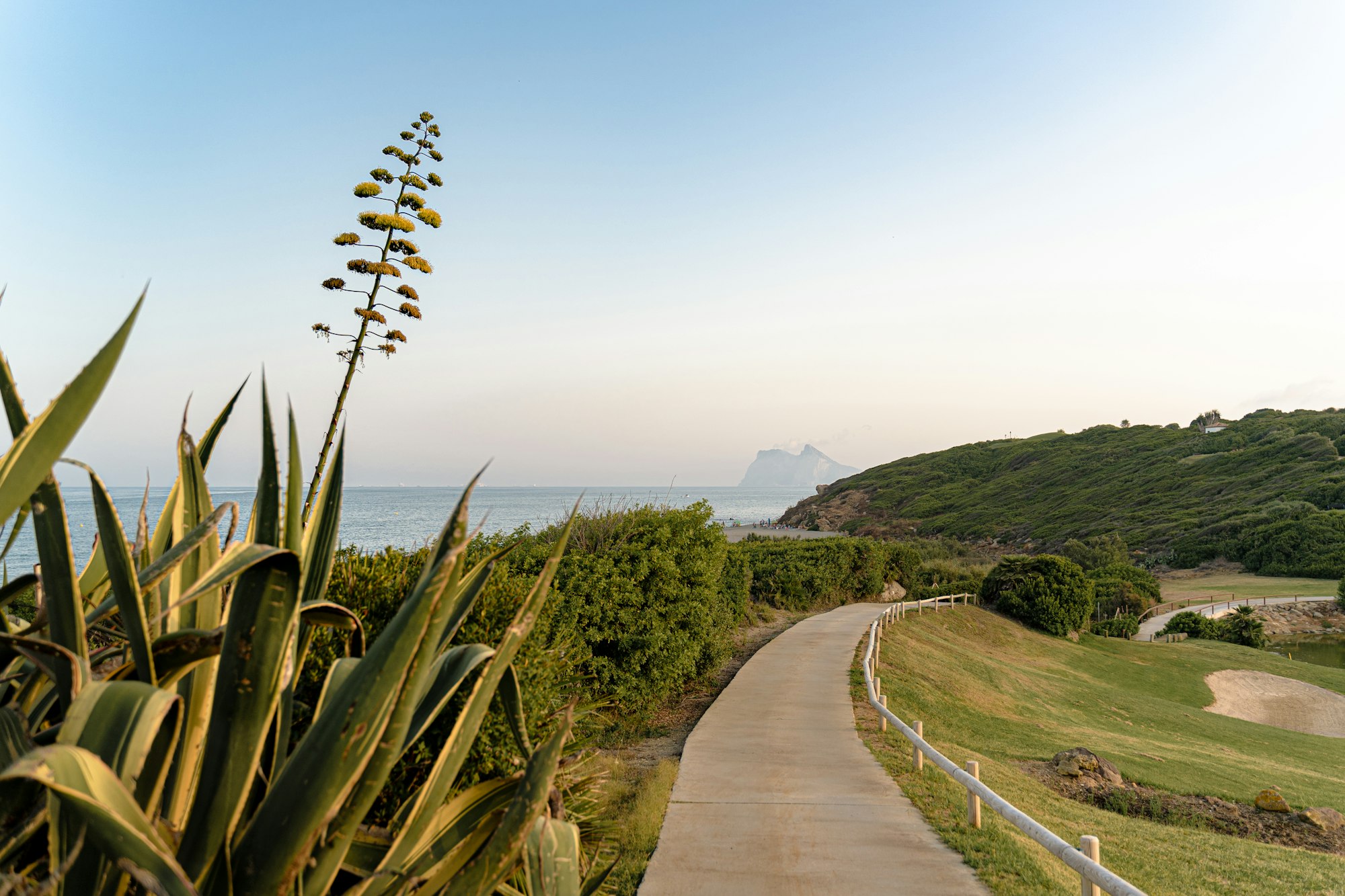 High angle shot of a pathway in a golf resort in La Alcaidesa